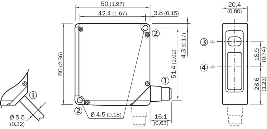 西克SICK 位移测量传感器 OD2-N50W10A2 产品尺寸图
